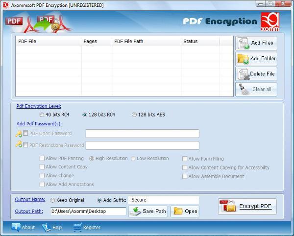 برنامج Axommsoft لتشفير ملفات PDF