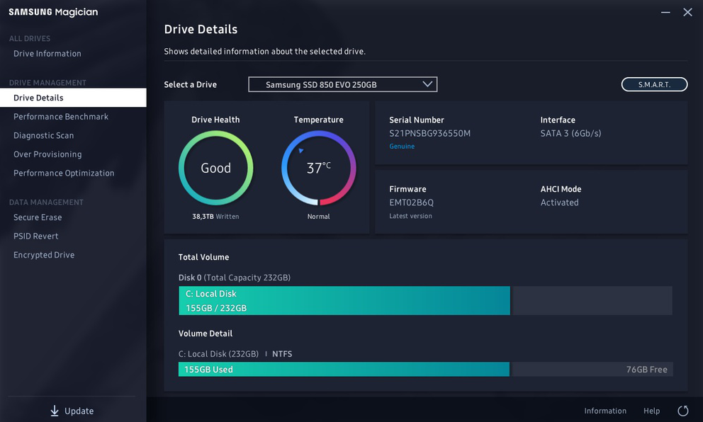 Samsung SSD Magician لـ Windows - قم بتنزيله من Uptodown مجانا