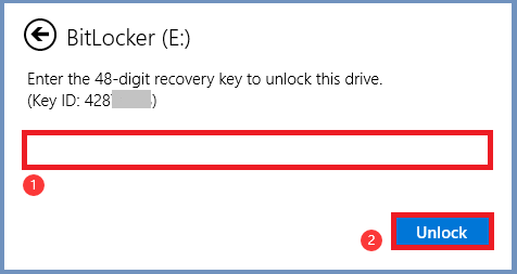 أدخل مفتاح استرداد BitLocker