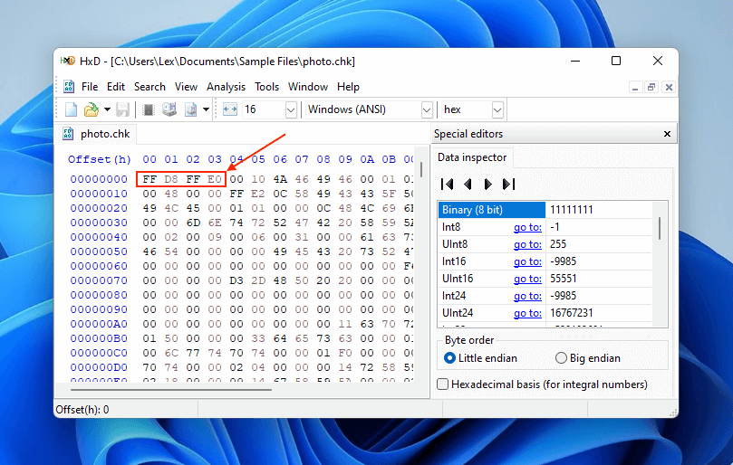 تحديد ملف chk