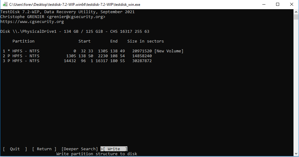 استرداد قسم TestDisk