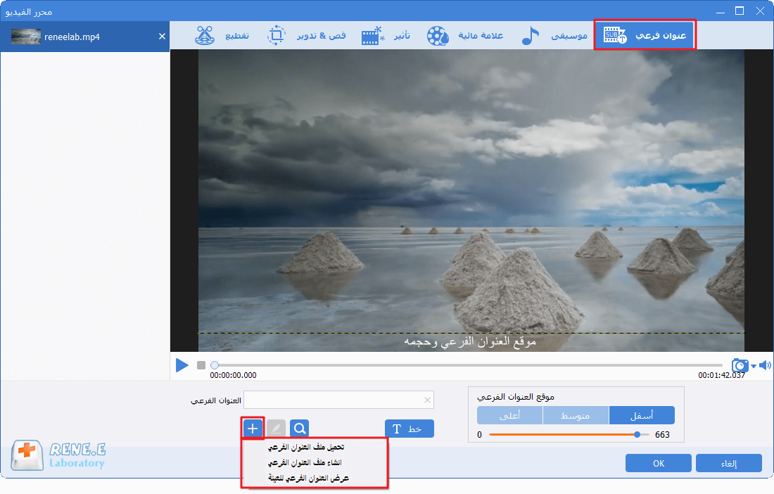 إضافة ترجمات في Renee Video Editor للمحترفين