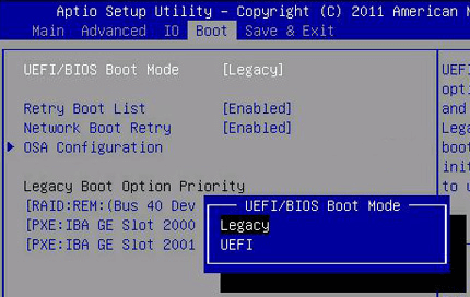 وضع تمهيد UEFI/BIOS