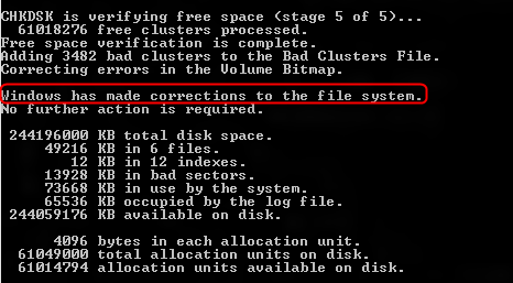 القطاعات السيئة CHKDSK