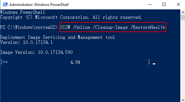 DISM Restorehealth في Powershell