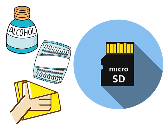 استخدام أعواد قطن الكحول لتنظيف بطاقة sd غير المدعومة