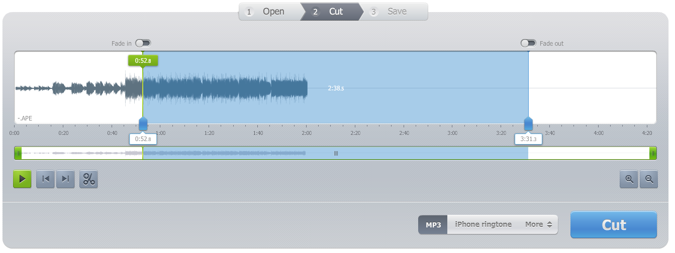 قاطع ملفات mp3 الصوتية للمحترفين هو قاطع موسيقى عبر الإنترنت