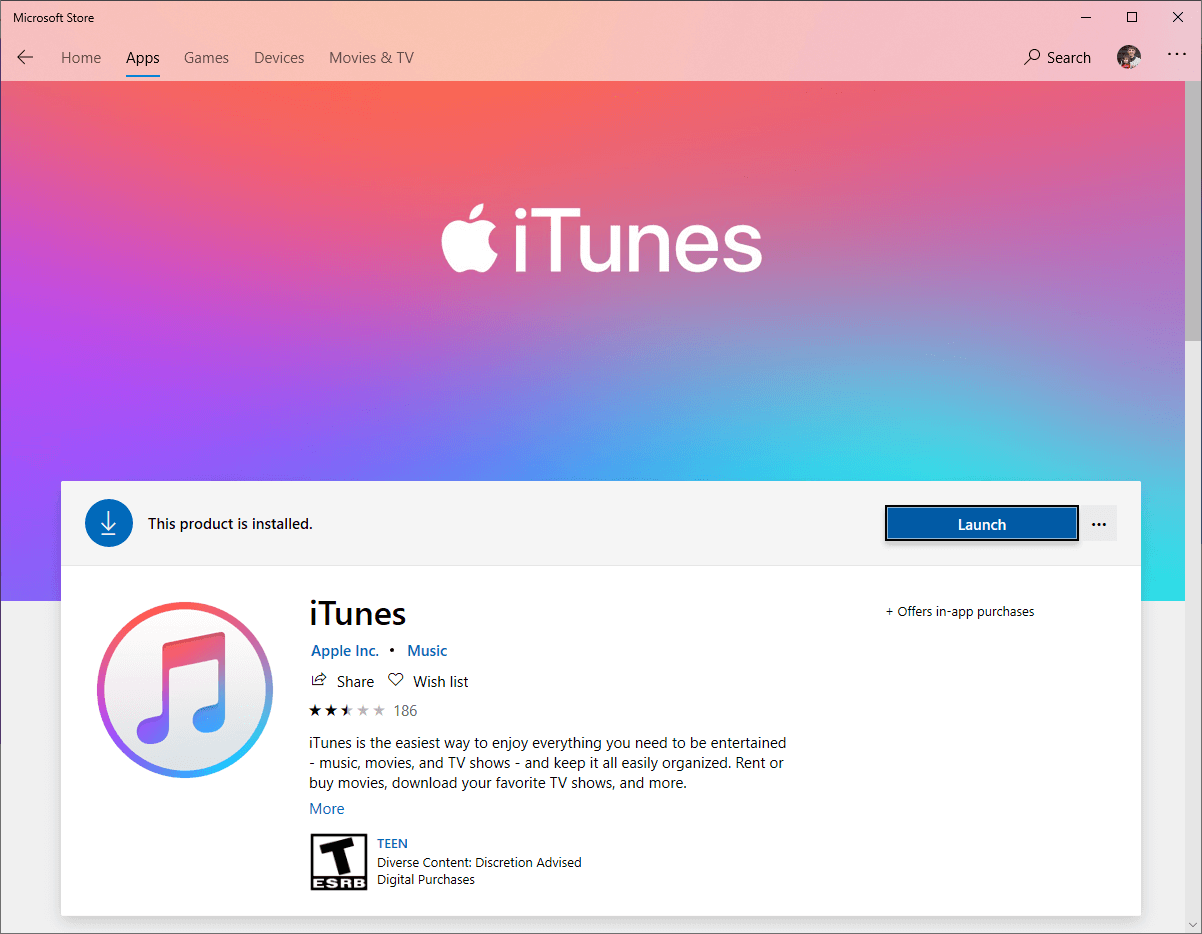 تشغيل برنامج itunes الذي تم تنزيله