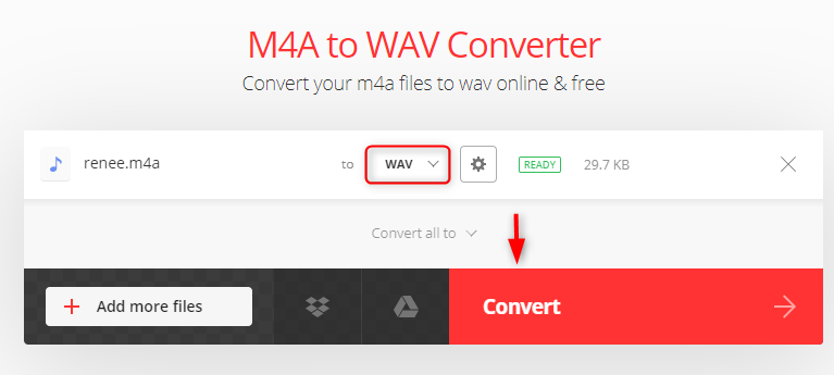 تحويل m4a إلى wav في convertio