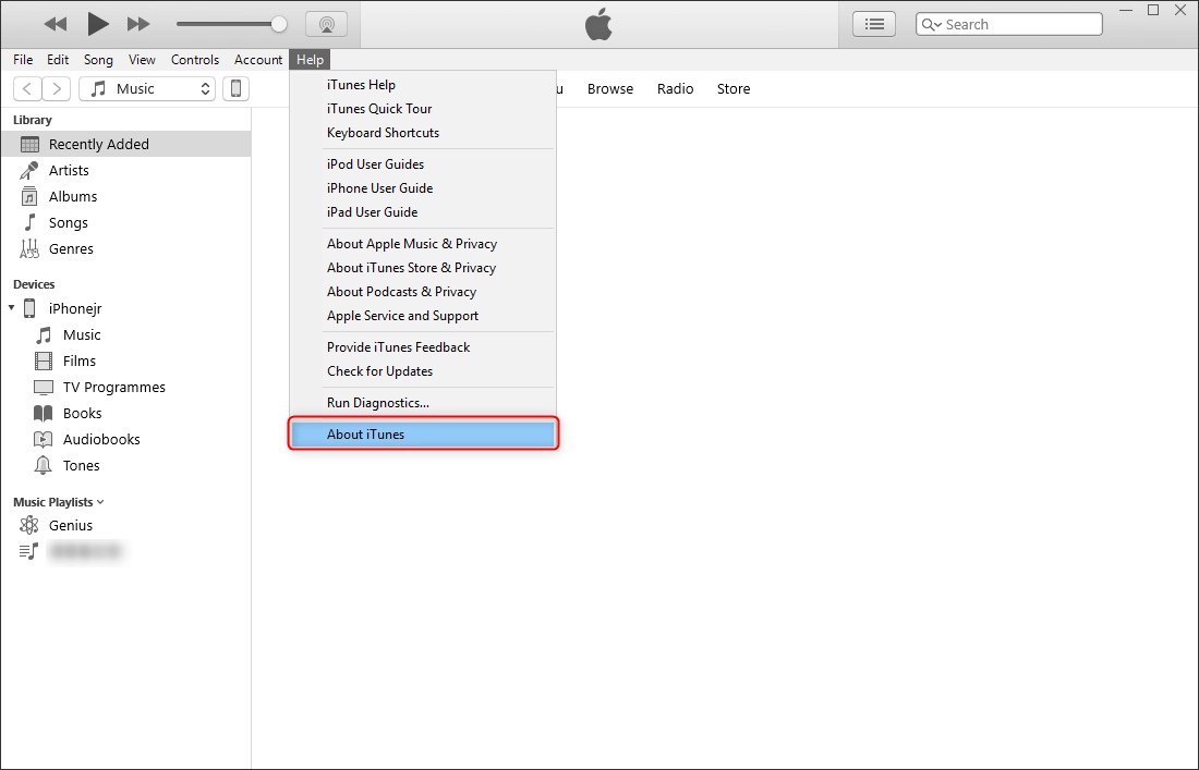 التحقق من تحديث iTunes إلى أحدث إصدار