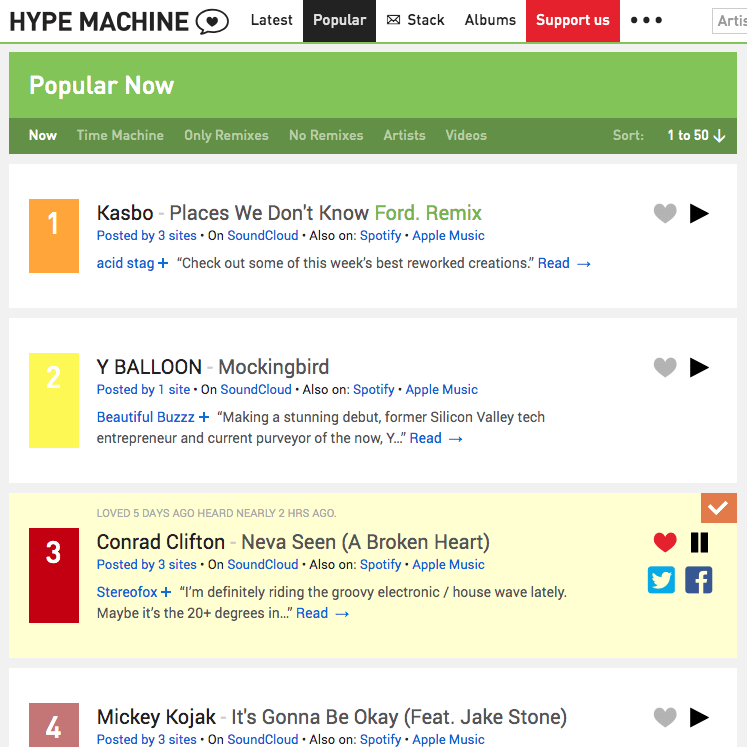 احصل على موسيقى عالية الجودة من Hype Machine