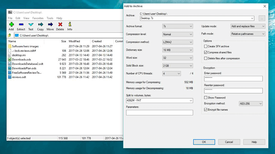 تشفير الملفات المضغوطة في برنامج ضغط الملفات 7zip aes 256 التشفير