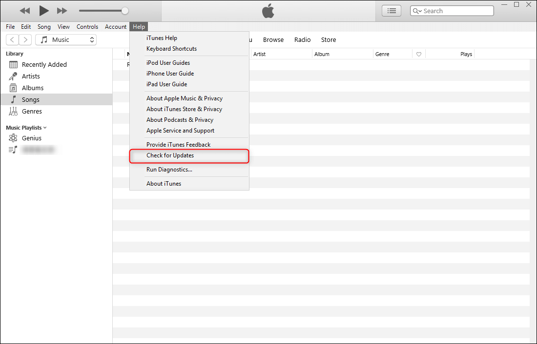 تحقق مما إذا كان يجب تحديث iTunes