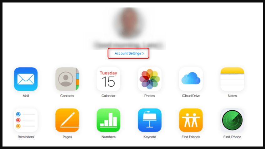 الدخول إلى إعدادات حساب iCloud