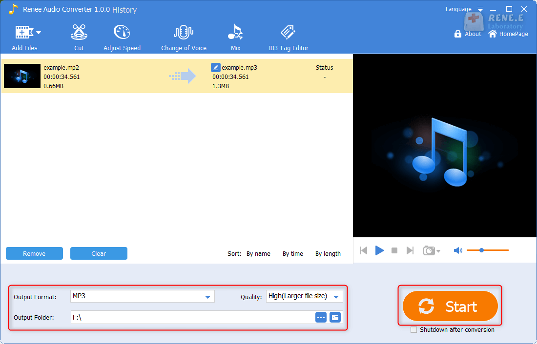 تحويل MP2 باستخدام Renee Audio Tools