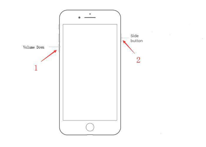 اضغط على زر خفض الصوت وزر الطاقة لإعادة تشغيل iPhone 7 بالقوة