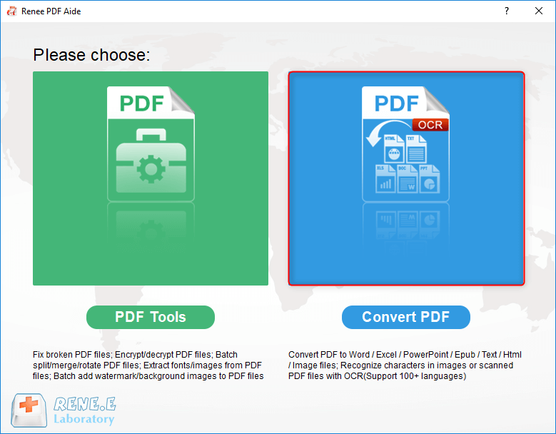 حدد لتحويل pdf باستخدام محول Renee pdf