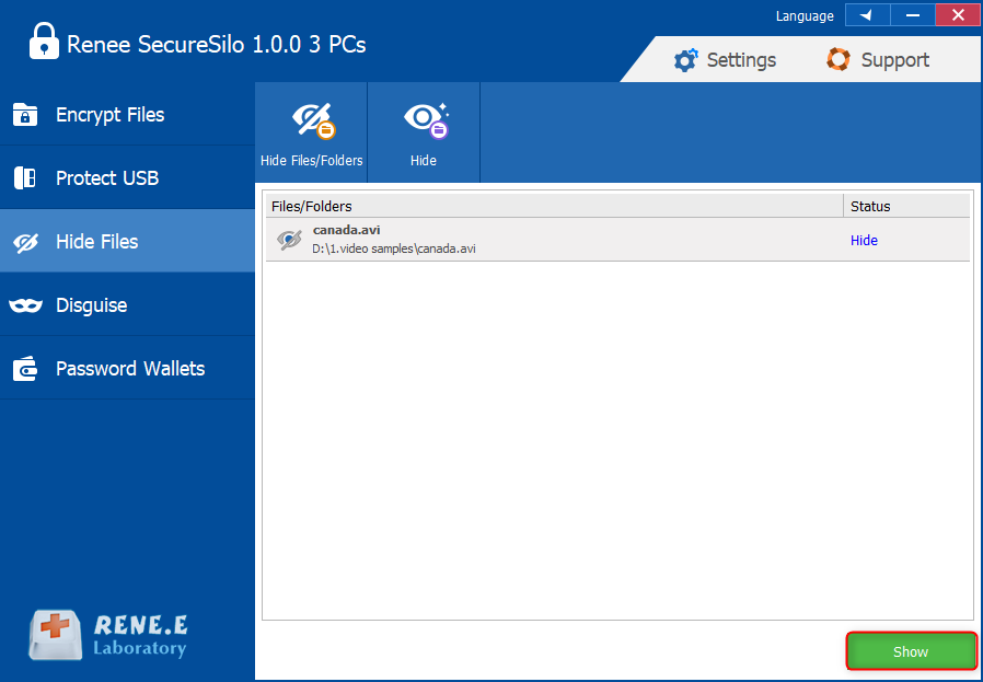 إظهار الملفات المخفية في renee securesilo