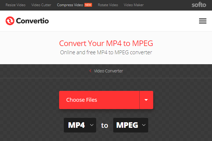 تحويل mp4 إلى mpeg على برنامج Convertio